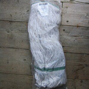 Heavy Duty Wet Mop Head, White, Uline, 16 oz Cotton Rayon Polyester Blend